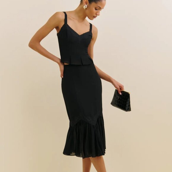 Reformation Sarita Two Piece Black - Size 0 - Picture 1 of 8